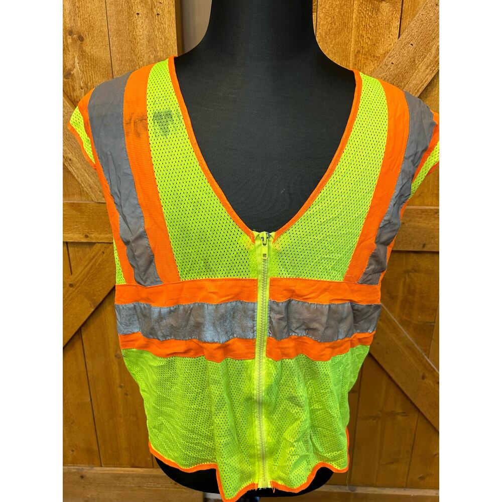 Adult M/L Safety Vest Yellow Silver Reflective